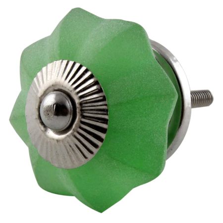 Green Frosted Melon Glass Drawer Knobs